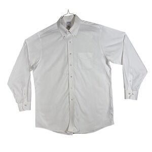 Brooks Brothers 1818 Regent White Non-Iron Dress Shirt Mens 17-4/5 Button Down